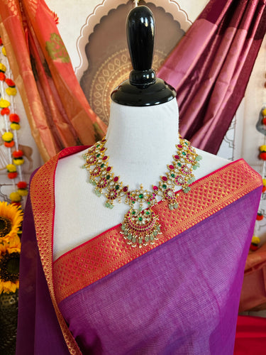 Jadau Kundan Necklace | Real Kemp Stones | Brass Base | No earrings | Gold Polish | Free Shipping | Ships from California